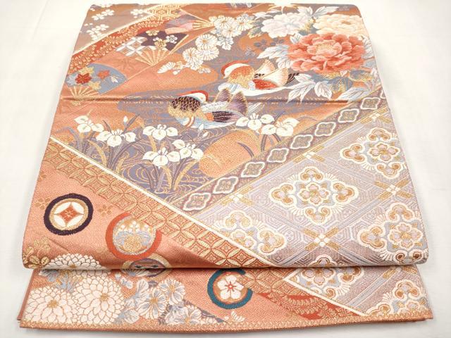 平和屋本店▼六通柄袋帯 唐織 秀鳳 純金箔24K 正絹 逸品 CABL1522tx