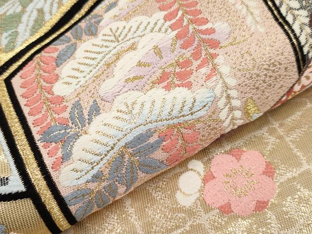 平和屋本店▼六通柄袋帯 唐織 御所解天井24K通箔 正絹 逸品 CABL1559tx