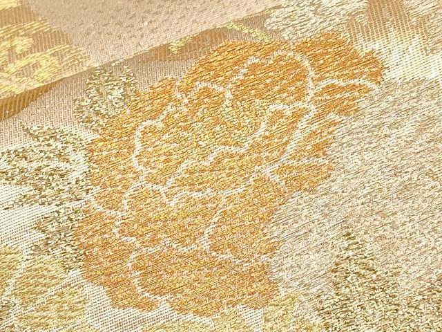 平和屋本店▼六通柄袋帯 地紙花車文 純金箔 正絹 逸品 未使用 CABL1563tx