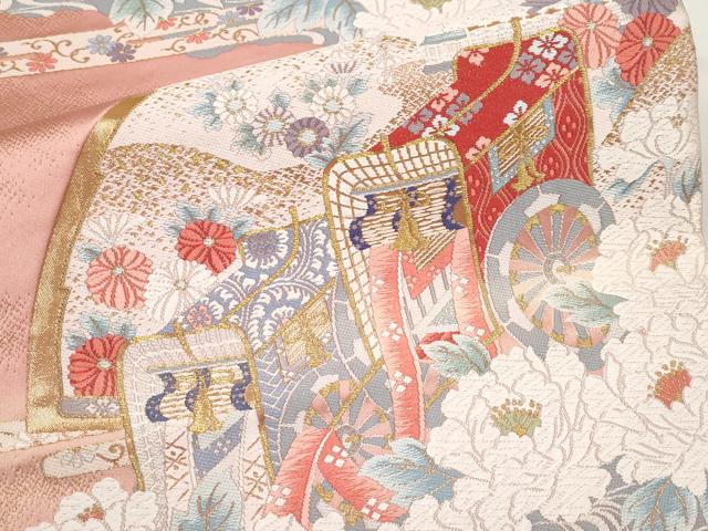 平和屋本店▼六通柄袋帯 唐織 吉祥緞子 本金箔 正絹 逸品 CABL1593tx