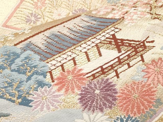 平和屋本店▼六通柄袋帯 唐織 色紙錦絵文 本金二重箔 正絹 逸品 CABL1596tx