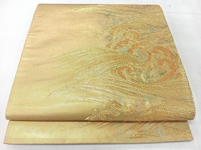 平和屋着物◎琳派袋帯 琳派 波がしら図 金糸 引箔 正絹 逸品 CABL1613nb