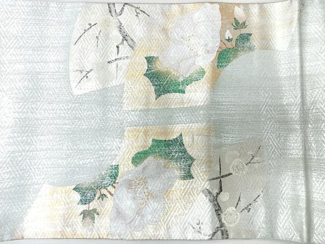 平和屋着物◎太鼓柄袋帯 地紙草花文 金銀彩 正絹 逸品 CABL1617nb