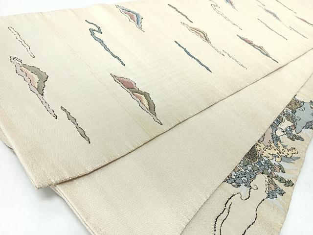 平和屋着物◎太鼓柄袋帯 人物風景文 金糸 正絹 逸品 CABL1618nb