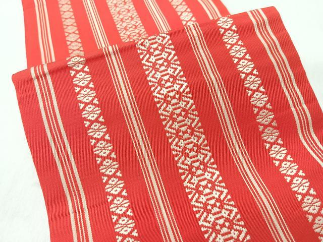 平和屋着物◎本場筑前博多織 両面 半幅帯 献上 正絹 逸品 未使用 CABL1624nb