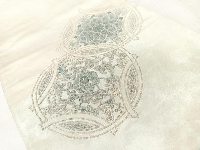 平和屋着物◎中国三大刺繍 総相良刺繍 太鼓柄袋帯 花唐草丸文 正絹 逸品 CABL1629nb