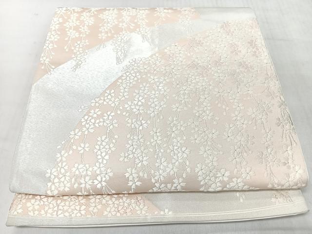 平和屋着物◎六通柄袋帯 唐織 舞桜 銀糸 正絹 逸品 CABL1633nb