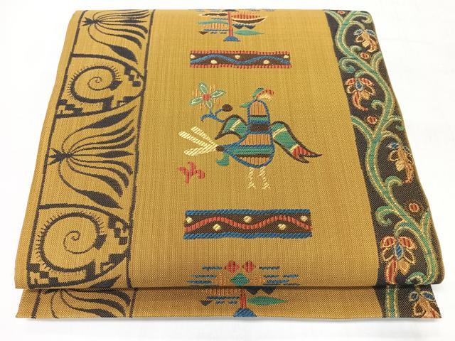 平和屋着物◎六通柄袋帯 花鳥文 正絹 逸品 CABL1651nb