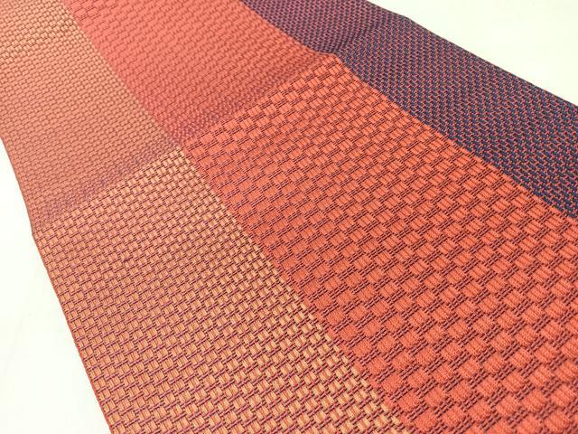 平和屋着物◎本場筑前博多織 八寸名古屋帯 幾何学文 正絹 逸品 CABL1652nb