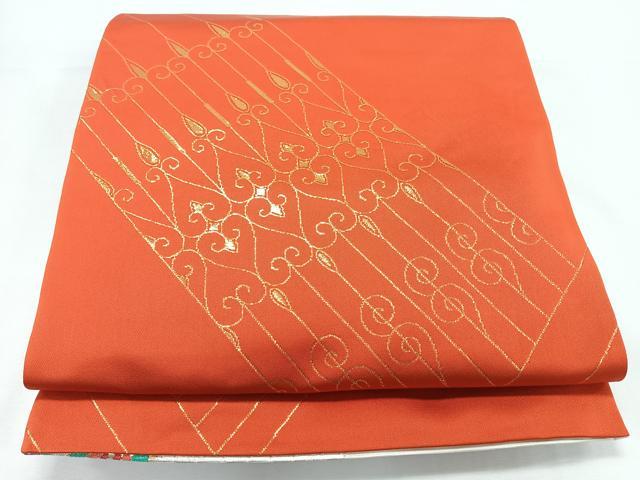 平和屋着物◎両面 六通柄袋帯 孔雀 金銀糸 正絹 逸品 CABL1672nb