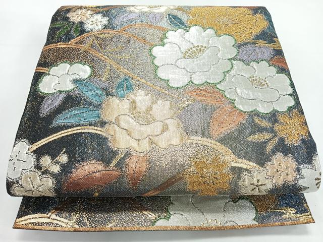 平和屋着物◎六通柄袋帯 唐織 草花文 金銀糸 正絹 逸品 CABL1677nb