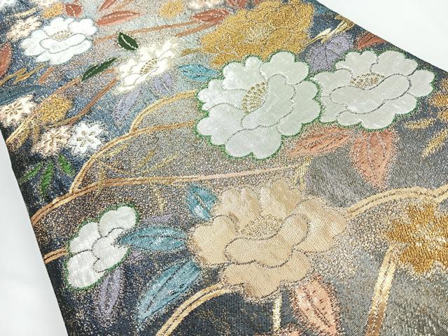 平和屋着物◎六通柄袋帯 唐織 草花文 金銀糸 正絹 逸品 CABL1677nb