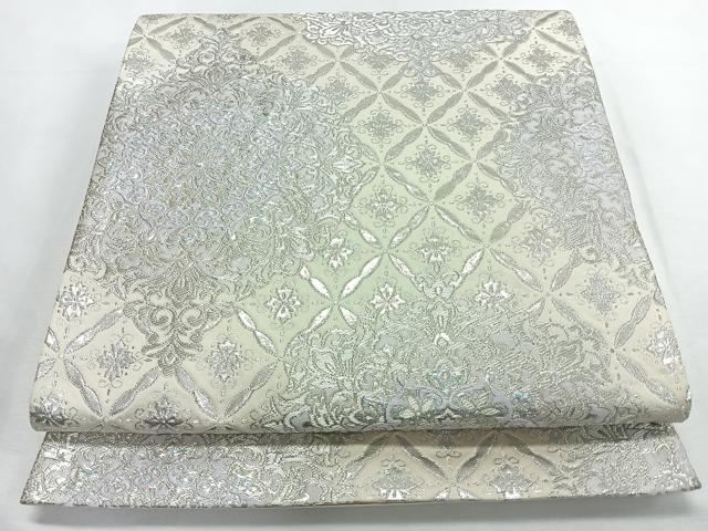 平和屋着物◎六通柄袋帯 正倉院花文 銀糸 やまとオリジナル 正絹 逸品 CABL1695nb