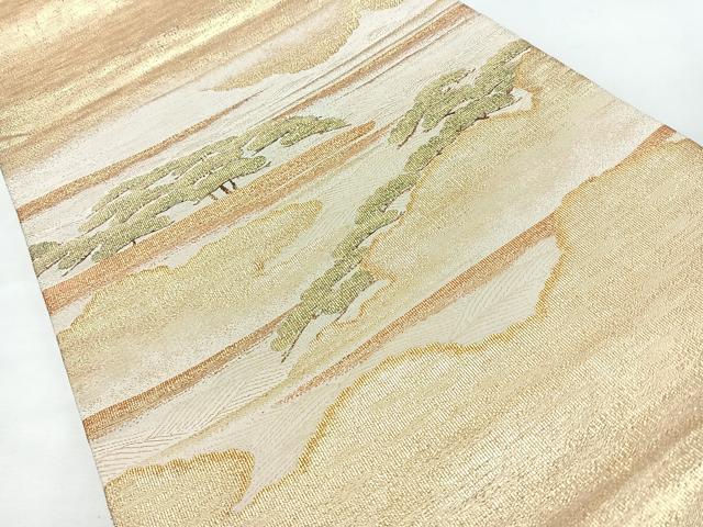 平和屋着物◎西陣 太鼓柄袋帯 松 金糸 正絹 逸品 CABL1711nb