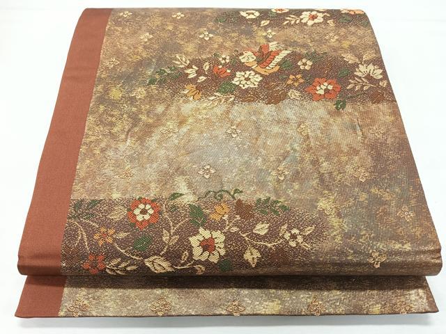 平和屋着物◎六通柄袋帯 花鳥文 金糸 正絹 逸品 CABL1715nb