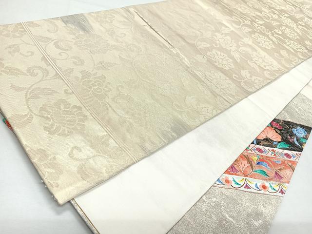 平和屋着物◎太鼓柄袋帯 手描き 陶器花文 金銀糸 正絹 逸品 CABL1739nb