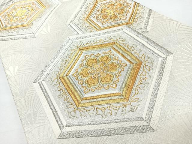 平和屋着物◎六通柄袋帯 唐織 亀甲花文 金銀糸 正絹 逸品 CABL1748nb
