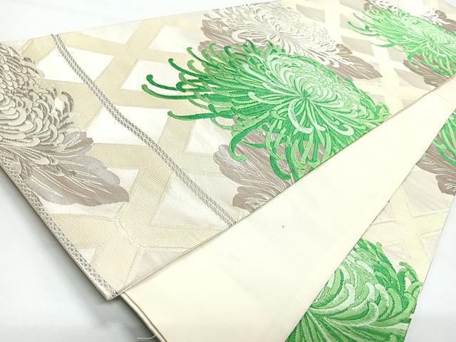 平和屋着物◎六通柄袋帯 唐織 乱菊 銀糸 正絹 逸品 CABL1769nb