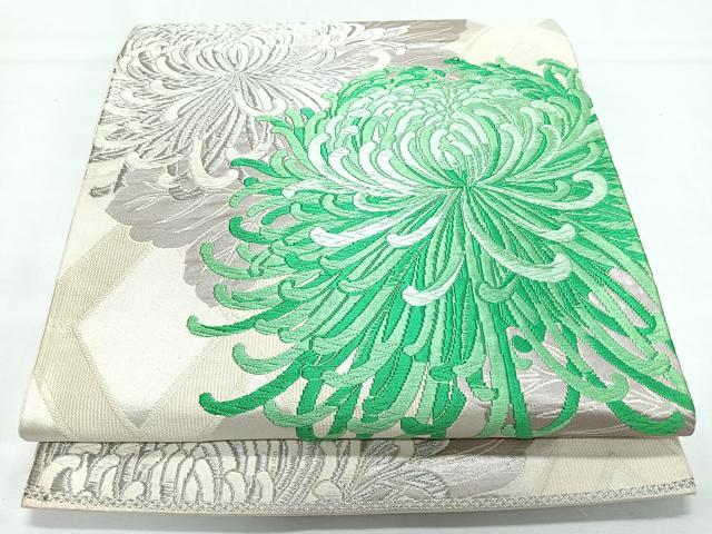 平和屋着物◎六通柄袋帯 唐織 乱菊 銀糸 正絹 逸品 CABL1769nb