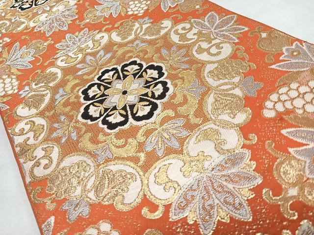 平和屋着物◎六通柄袋帯 正倉院花唐草文 金銀糸 正絹 逸品 CABL1781nb