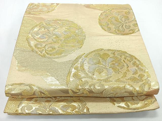 平和屋着物◎六通柄袋帯 道長花唐草丸文 金銀糸 正絹 逸品 CABL1801nb