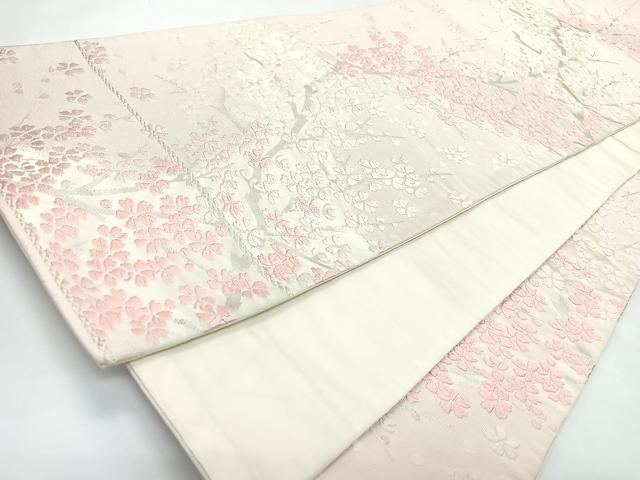 平和屋着物◎六通柄袋帯 唐織 舞桜文 銀糸 正絹 逸品 CABL1822nb
