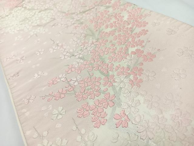 平和屋着物◎六通柄袋帯 唐織 舞桜文 銀糸 正絹 逸品 CABL1822nb