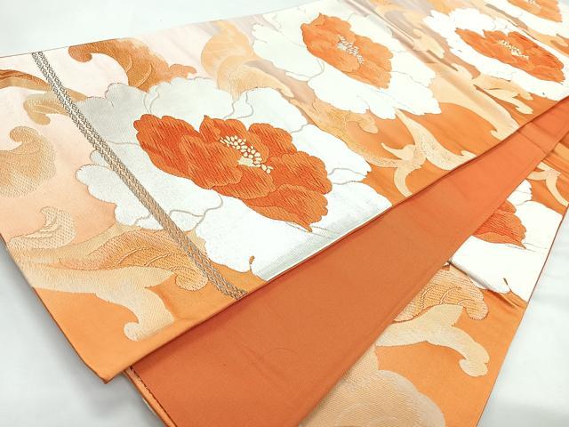 平和屋着物◎六通柄袋帯 唐織 舞花文 銀糸 正絹 逸品 CABL1824nb