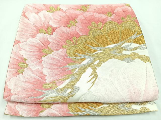 平和屋着物◎六通柄袋帯 唐織 舞花文 金銀糸 正絹 逸品 CABL1845nb