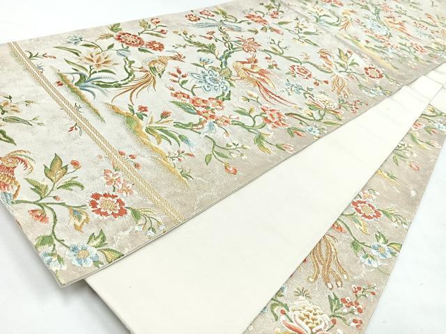 平和屋着物◎六通柄袋帯 花鳥文 金銀糸 正絹 逸品 CABL1846nb