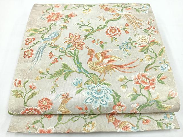 平和屋着物◎六通柄袋帯 花鳥文 金銀糸 正絹 逸品 CABL1846nb