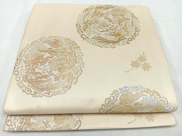 平和屋着物◎六通柄袋帯 草花文 金銀糸 正絹 逸品 CABL1856nb