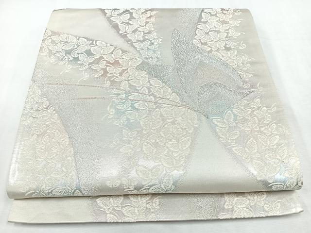 平和屋着物◎六通柄袋帯 舞蝶文 銀糸 正絹 逸品 CABL1859nb