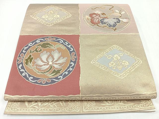 平和屋着物◎六通柄袋帯 草花丸文 正絹 逸品 CABL1861nb