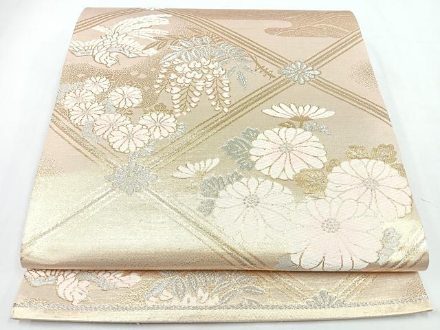平和屋着物◎六通柄袋帯 唐織 草花鳳凰文 金銀糸 正絹 逸品 CABL1868nb