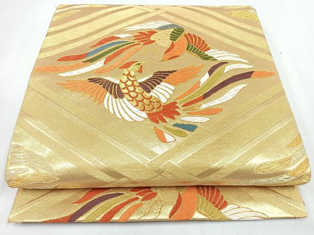 平和屋着物◎六通柄袋帯 唐織 向かい鳳凰文 金糸 正絹 逸品 CABL1870nb