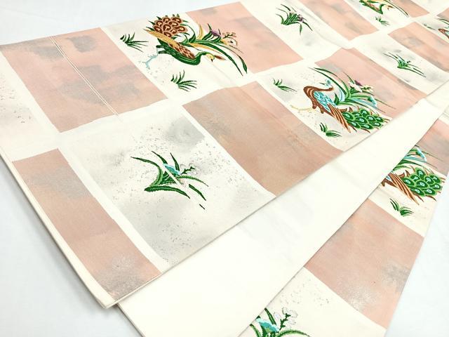 平和屋着物◎西陣 六通柄袋帯 孔雀草花文 金銀糸 正絹 逸品 CABL1871nb