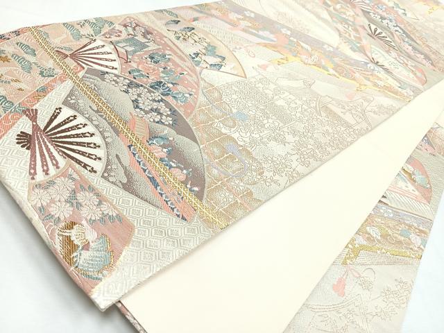 平和屋着物◎六通柄袋帯 徳川絵巻文 金銀糸 正絹 逸品 CABL1879nb