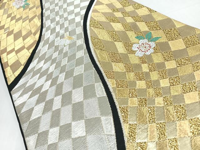 平和屋着物◎六通柄袋帯 舞桜 黒地 金銀糸 正絹 逸品 CABL1885nb