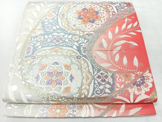 平和屋着物◎六通柄袋帯 唐織 正倉院花唐草文 金銀糸 正絹 逸品 CABL1888nb