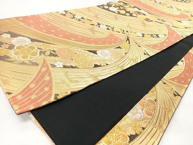 平和屋着物◎六通柄袋帯 花鳥文 金糸 正絹 逸品 CABL1891nb