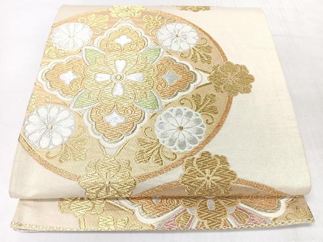 平和屋着物◎六通柄袋帯 更紗花丸文 金銀糸 正絹 逸品 CABL1897nb
