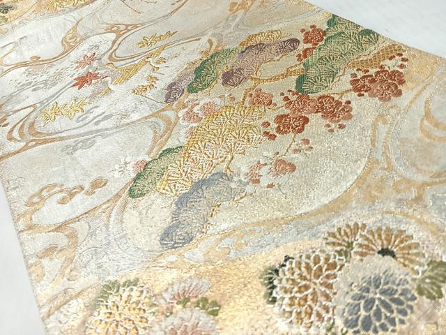 平和屋着物◎六通柄袋帯 瑞鳥遊翔波文 金銀糸 正絹 逸品 CABL1915nb