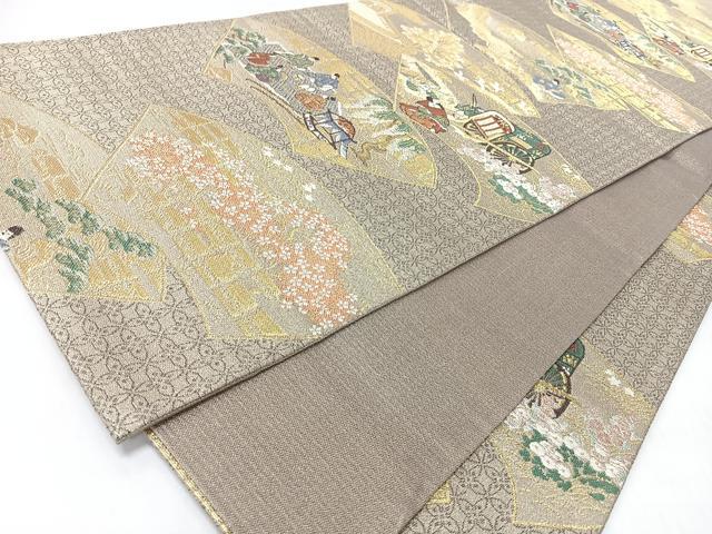 平和屋着物◎六通柄袋帯 王朝絵巻 金糸 正絹 逸品 未使用 CABL1917nb