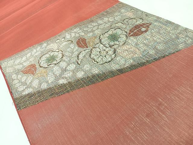 平和屋着物◎太鼓柄袋帯 ベールすくい綴 辻が花 金糸 正絹 逸品 CABL1931nb