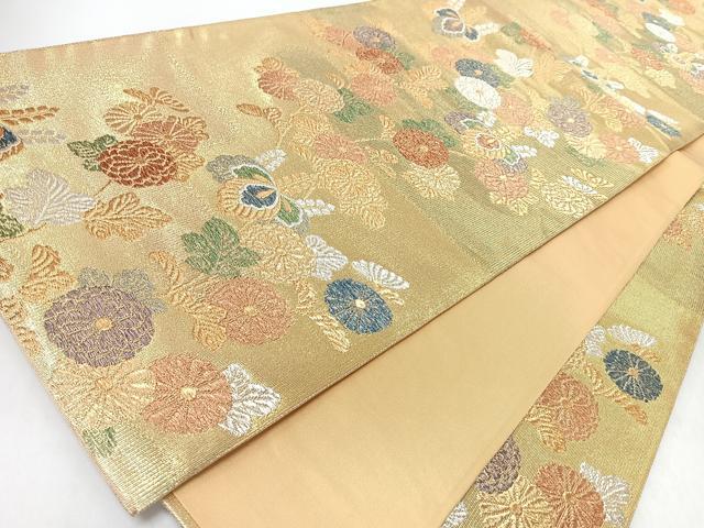 平和屋着物◎六通柄袋帯 唐織 箔華つづれ 草花文 金銀糸 正絹 逸品 CABL1935nb