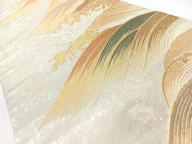 平和屋着物◎全通柄袋帯 青海波紋 金銀糸 正絹 逸品 CABL1937nb