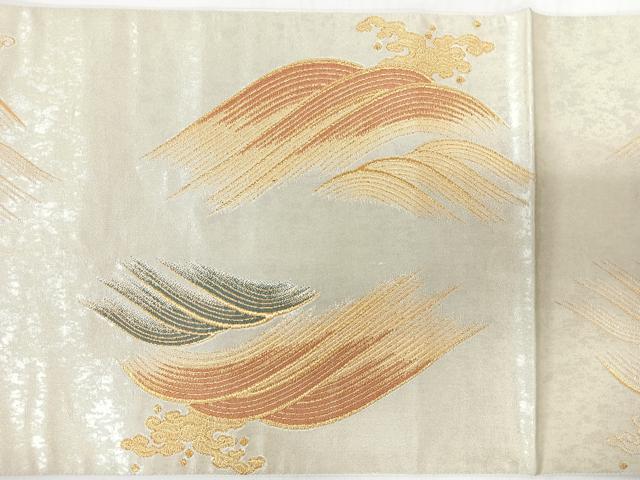 平和屋着物◎全通柄袋帯 青海波紋 金銀糸 正絹 逸品 CABL1937nb