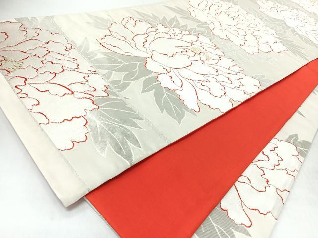 平和屋着物◎六通柄袋帯 唐織 牡丹 金銀糸 正絹 逸品 CABL1943nb