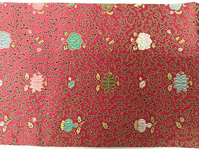 平和屋着物◎全通柄 九寸名古屋帯 唐織 花唐草文 正絹 逸品 未使用 CABL1948nb